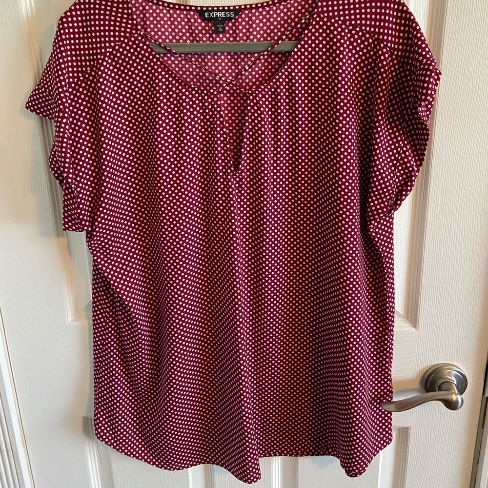 Red Polka dot Blouse Express